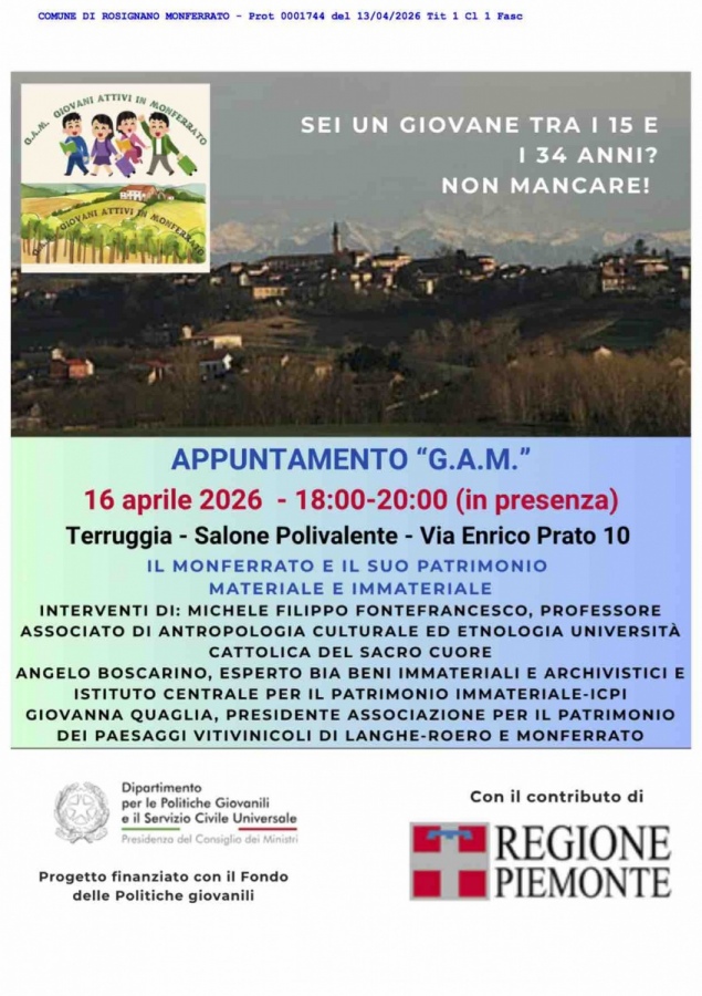 Prossimi appuntamenti per G.A.M. &laquo;Giovani Attivi in Monferrato&raquo;